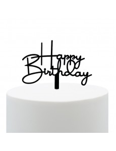 Topo Bolo Happy Birthday Preto